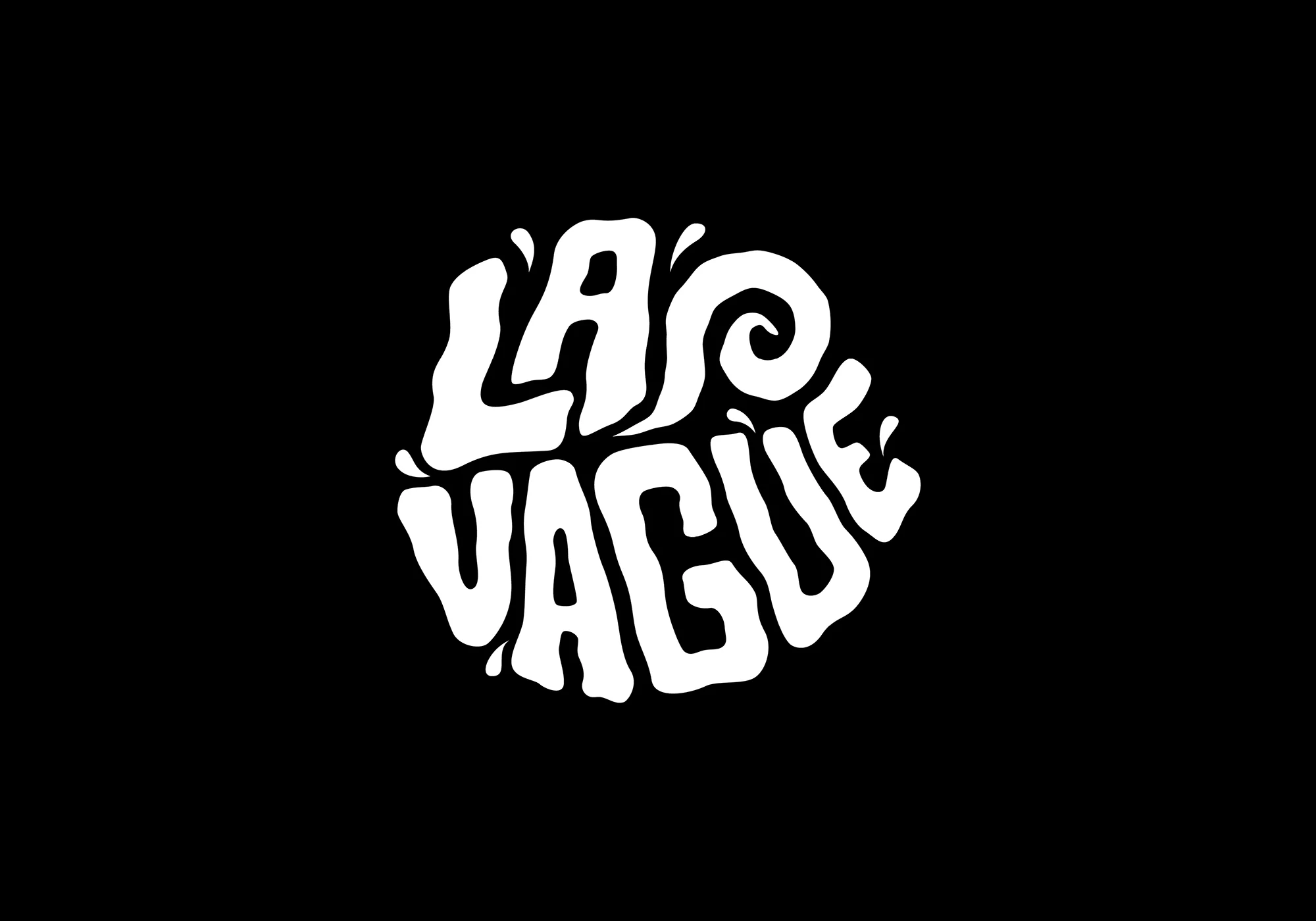 Logotype du collectif de LA VAGUE en blanc sur fond noir