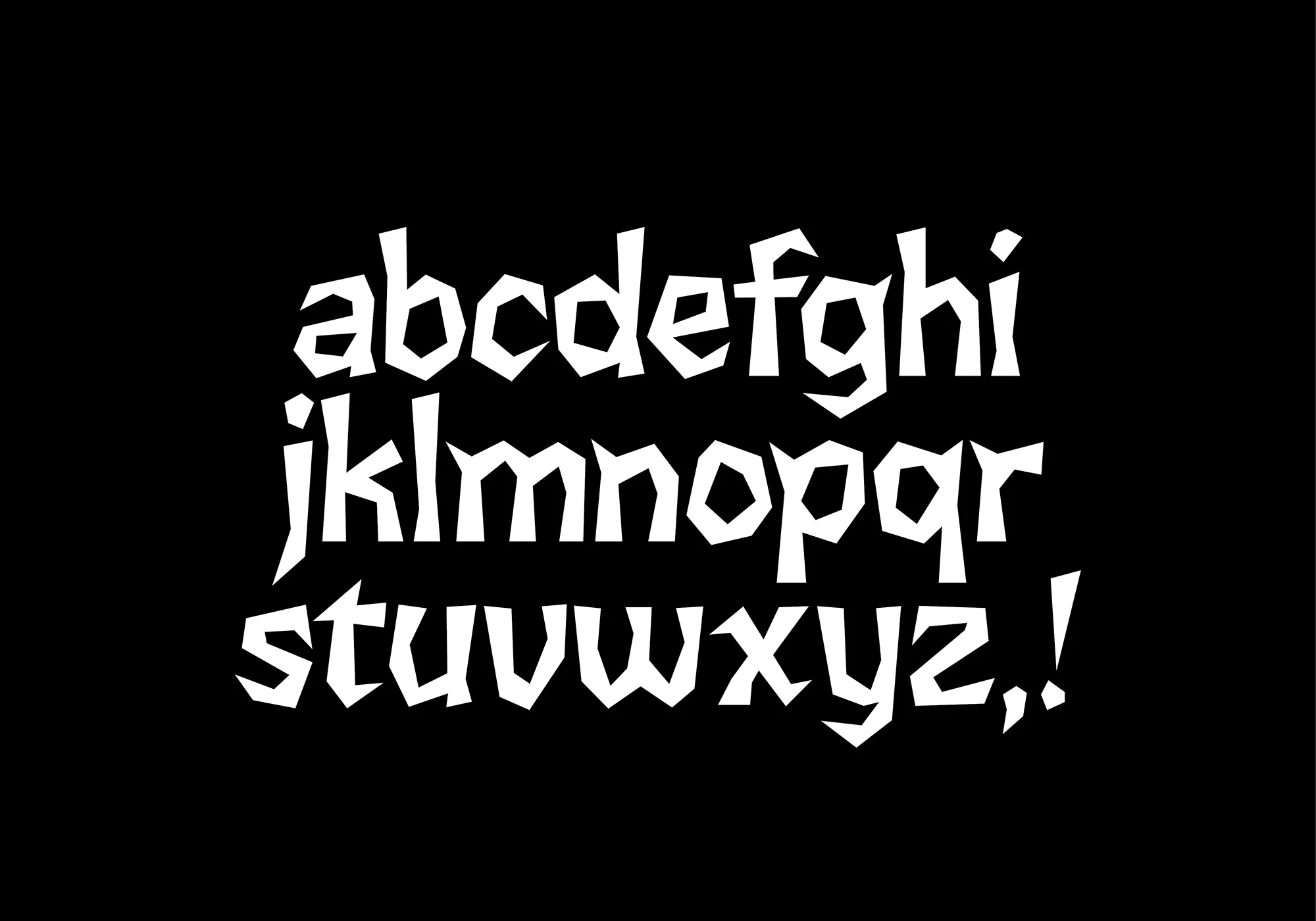 Alphabet du caractère Mohawk en blanc sur fond noir