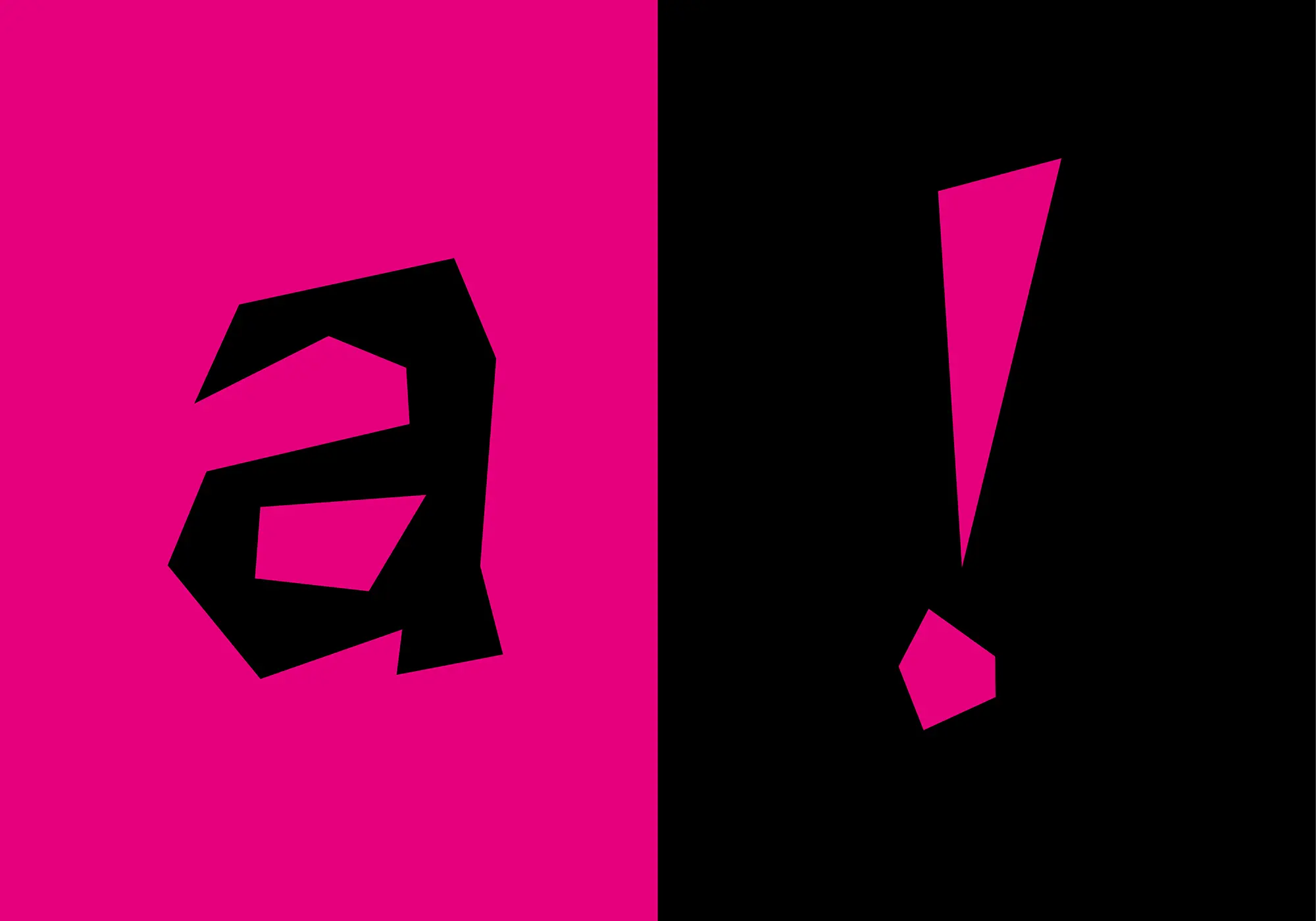 Lettres a et point d'exclamation en rose et noir