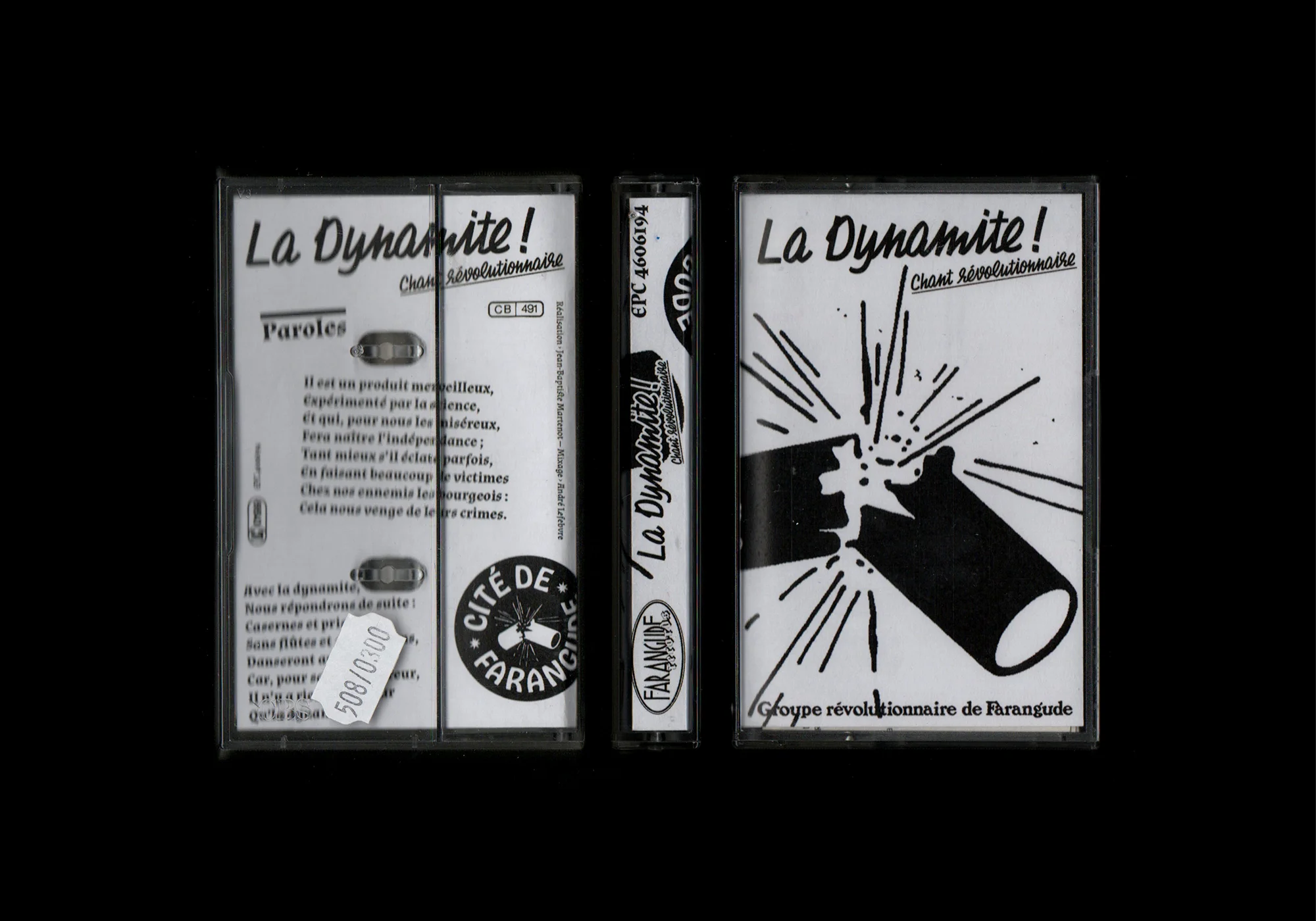 Scan d'une cassette avec l'hymne révolutionnaire des rebelles de la cité de Farangude